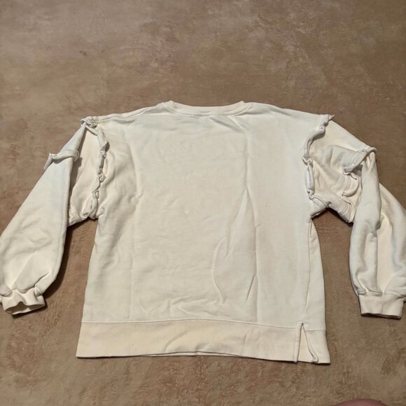 Time and Tru Ruffle Sleeve Sweatshirt | Cream | Size M (8–10) - Picture 6 of 6